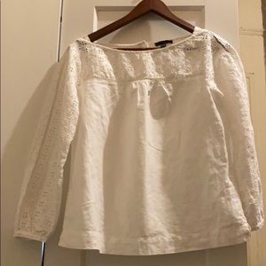 J. Crew Cotton-Linen Eyelet Top In White in 2